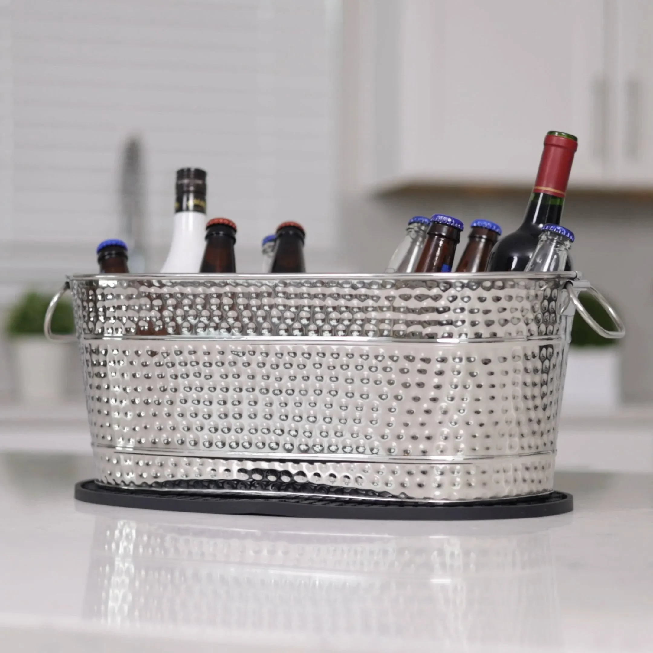 Colt Drink Bucket Hammered Stainless Steel with Party Mat | BREKX