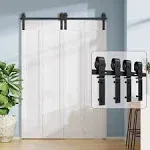 ROOMTEC 6FT Bi-Folding Sliding Barn Door Hardware Track Kit Black Roller 4 Door