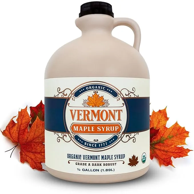 Vermont Maple Syrup Grade A, Dark Robust Organic Maple Syrup