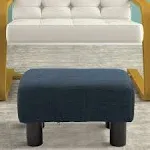 HOMCOM 16 Cube Modern Linen Fabric Pouf Footrest Ottoman - Dark Blue