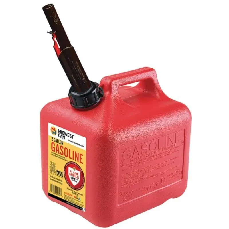 Midwest Can Company 2310 2 Gallon Gas Can Fuel Container Jugs w/ Spout (6 Pack)