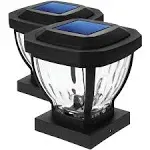 Home Zone Security 4-in x 4-in 2-Pack 12-Lumen 0.07-Watt Black Solar LED Outdoor Deck Light (3000 K)