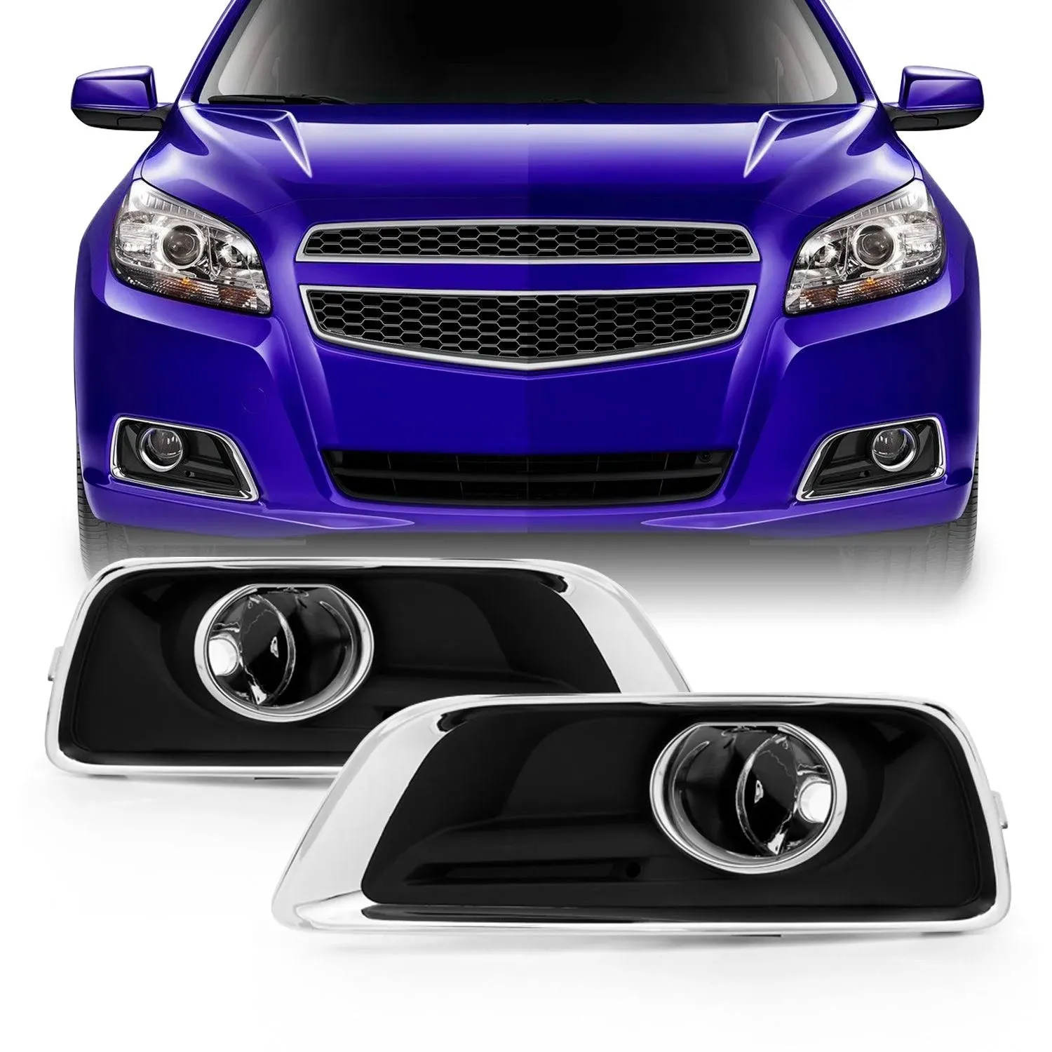 AKKON - For 2013 2014 2015 Chevy Malibu Bumper Clear Fog Lights Lamps w/Switch + Bulbs + Cover accessories