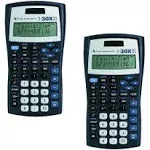 Texas Instruments Ti-30x IIs 2-Line Scientific Calculator Black with Blue Accents 2 Pack