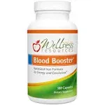 Blood Booster Iron Supplement for Energy and Fatigue - Gentle, Non-constipating Iron, Methylfolate and Other coenzyme B Vitamins (180 caps - Vegan, Gluten Free, Non-GMO)