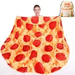 mermaker Pepperoni Pizzas Blanket 2.0 Double Sided 71 inch for Adult and Kids, Pizzas Blanket Adult Size, Realistic Food Blanket, 285 GSM Pizzas Blanket, Funny Gifts for Teenage Boys and Girls