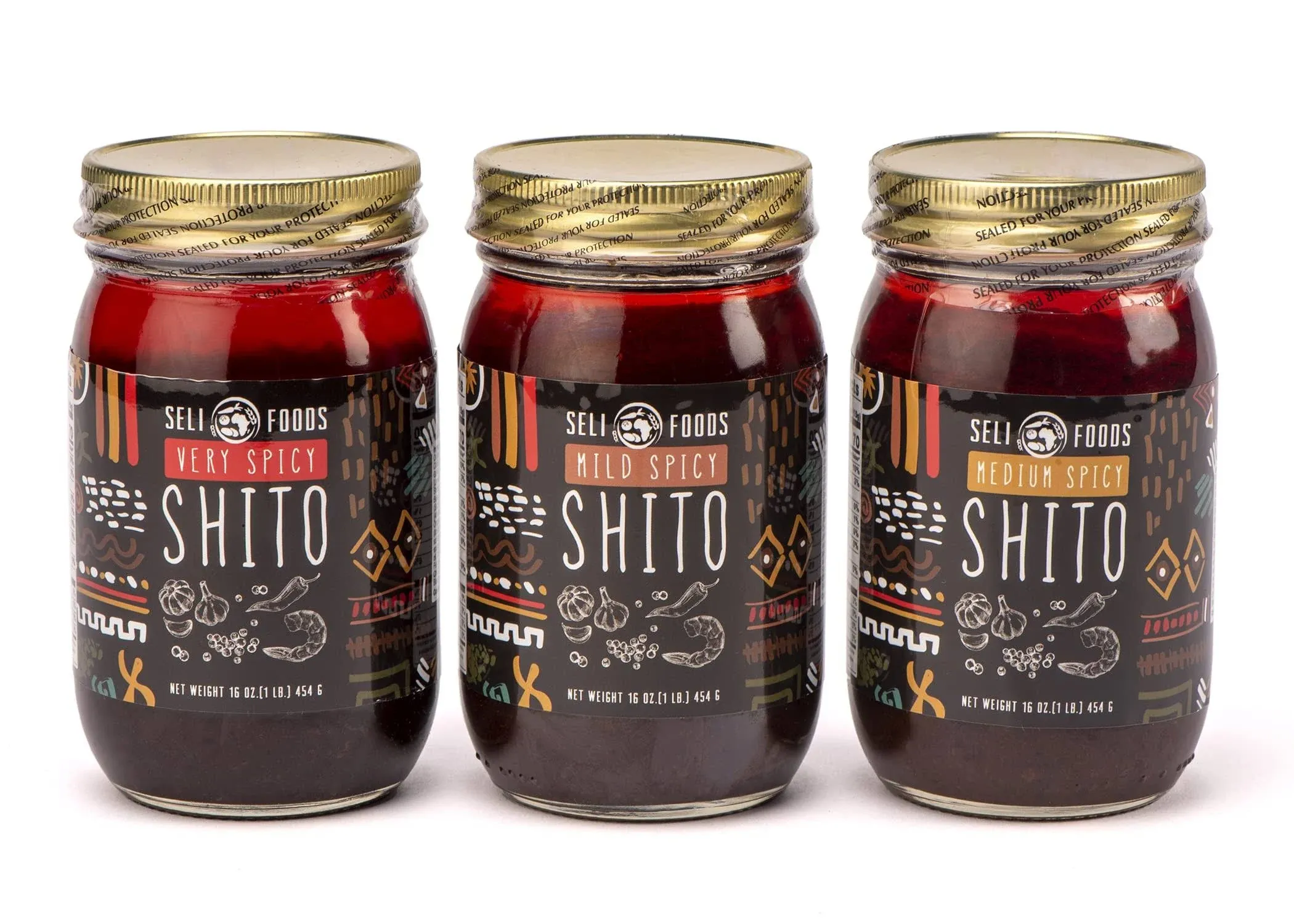 SHITO 3 Different flavors: Ghana pepper sauce. Delicious Hot Sauce. 16 oz Jar