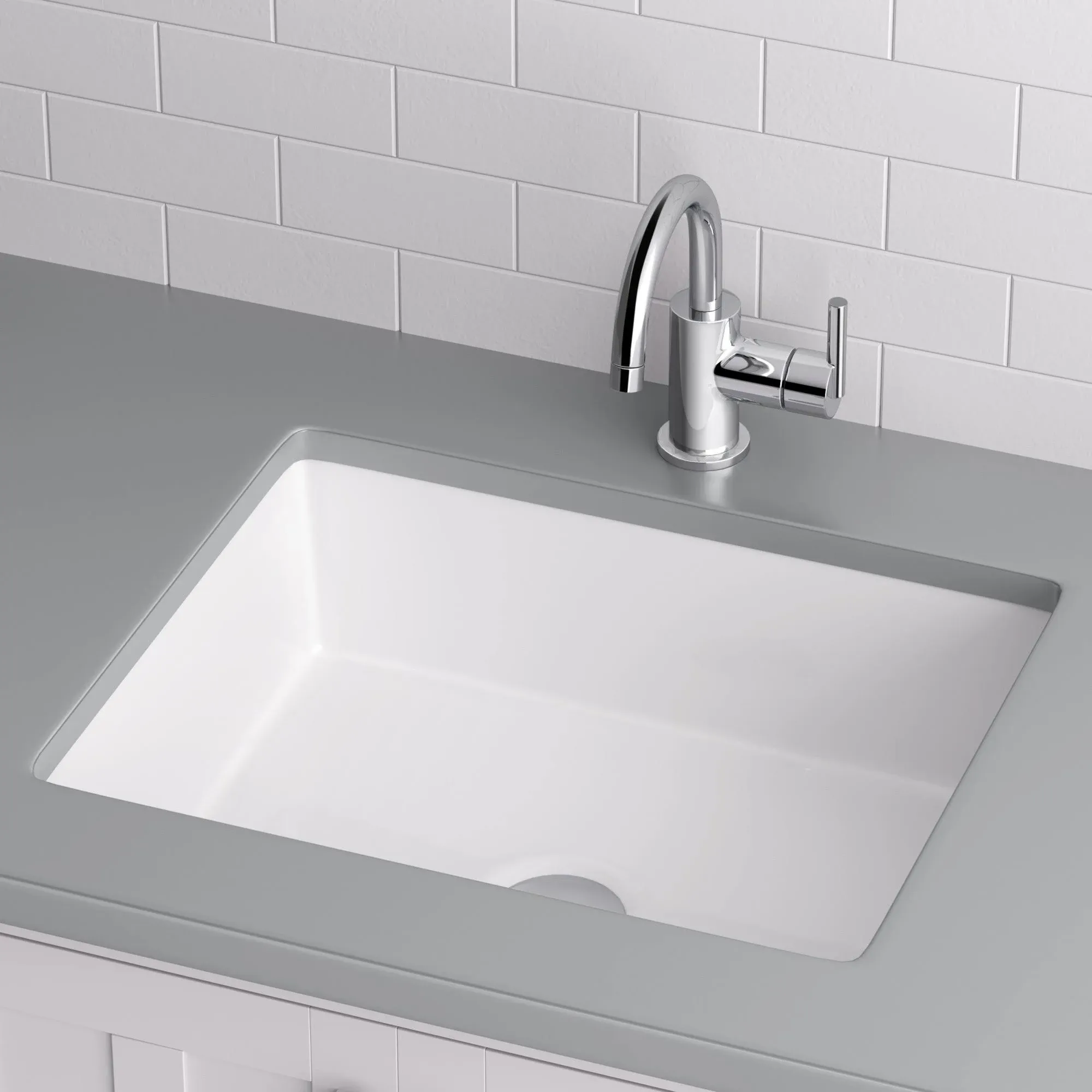 miseno 19-7/8" Rectangular Undermount Bathroom Sink with Rear Overflow