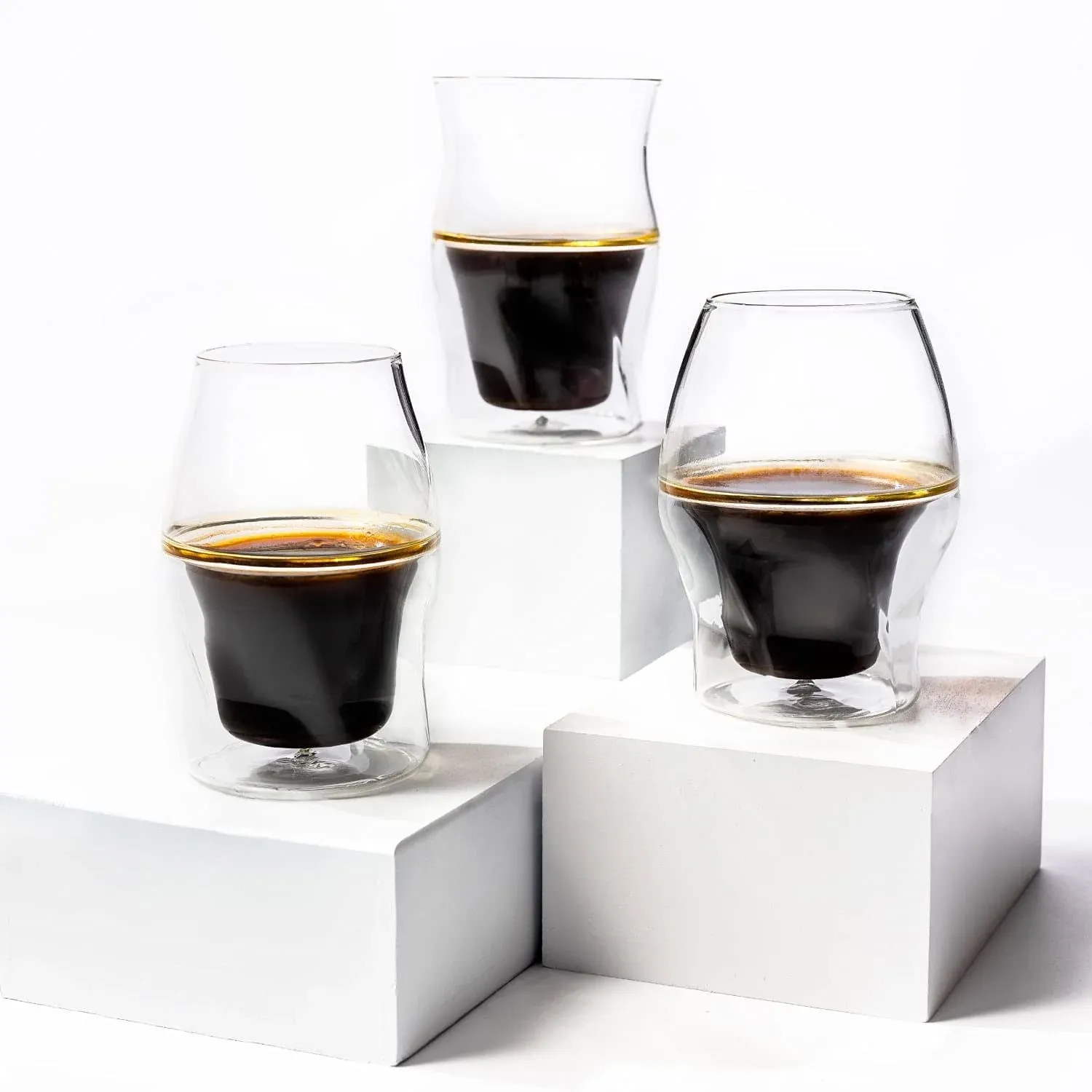 AVENSI Coffee Enhancing Glassware Cups - Complete Set: 3 Glasses (VIDA, SENTI...