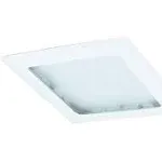 Elco Lighting 8" Square Trim with Prismatic Glass Lens, Recessed Ceiling Light Cover, 42W, E26 Base, White Finish