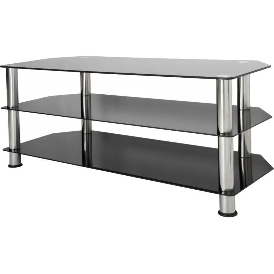 AVF SDC1140-A TV Stand for up to 55-inch TVs Black Glass Chrome Legs