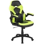 Flash Furniture X10 Gaming Chair, Racing Style Ergonomic Office Chair, Height Adjustable Swivel Computer Chair with Flip-Up Arms, Neon Green/Black LeatherSoft