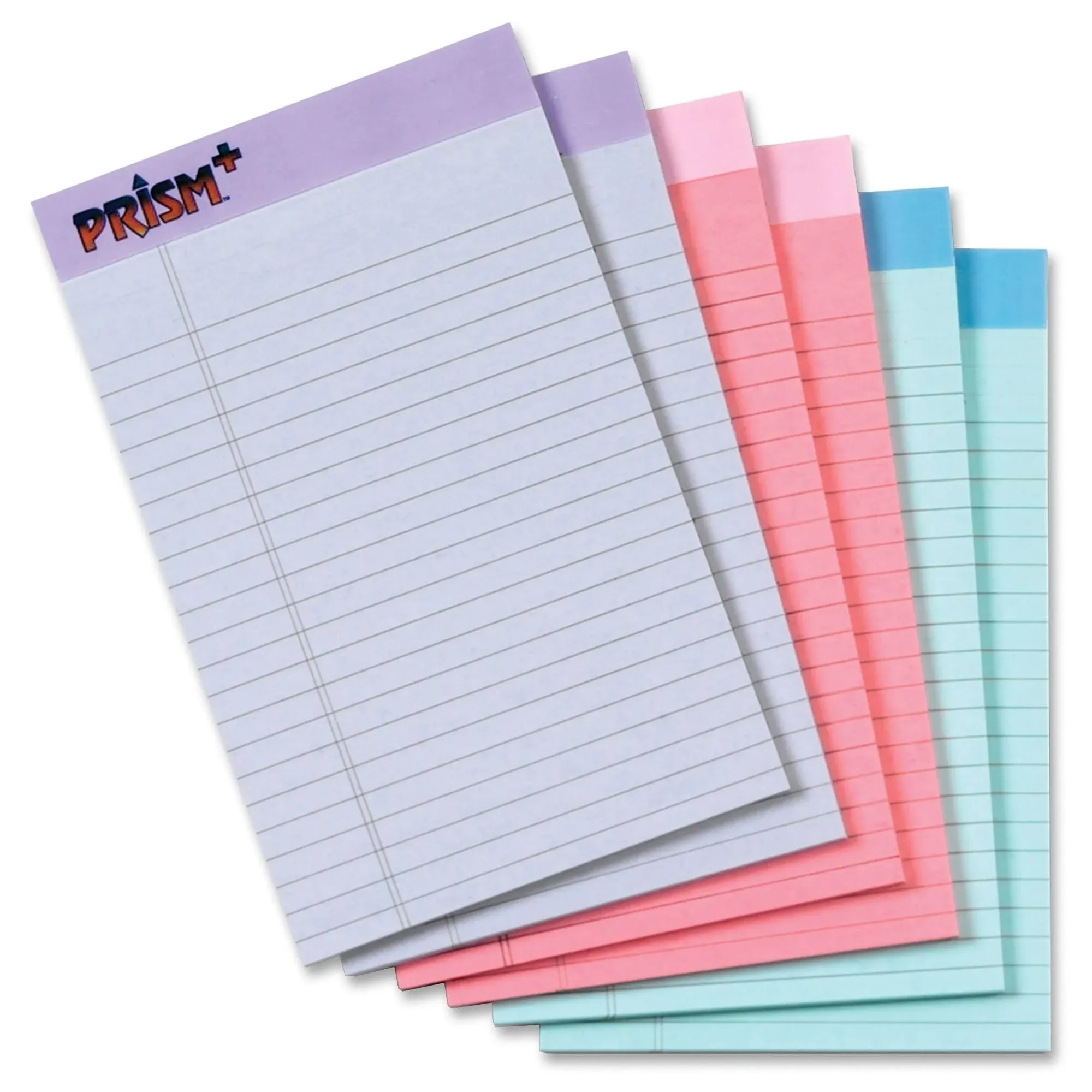 Tops Prism Plus Colored Legal Pads, 5 x 8, Pastels, 50 Sheets, 6