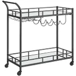 SONGMICS Wine Cart with 2 Mirrored Shelves