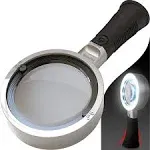 MagniPros Large 10X Magnifying Glass with LED Lights, Black 