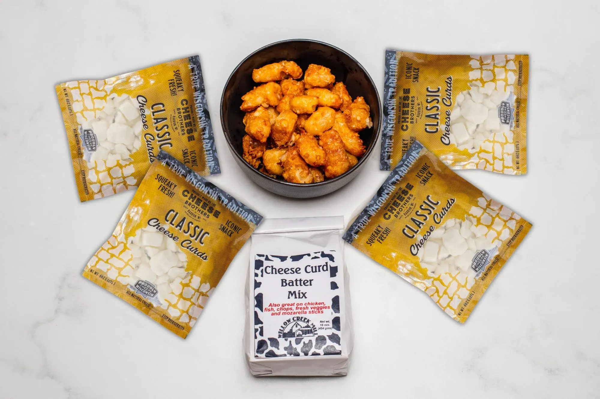 Cheese Bros Squeaky Fresh Wisconsin CHEESE CURDS | 8 ounce bags | Gourmet Gift for Families | Includes Batter Mix