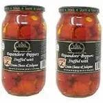 Papandoro Peppers Stuffed with Cream Cheese &amp; Jalapeno ( Sweet &amp; Mild ) 2 Jars