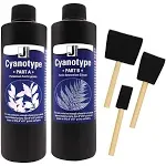 Jacquard Cyanotype Sensitizer Set of 2 Cyanotype Chemicals for Photographic Blueprints on Paper and Fabric with 3 Foam Sponge Brushes