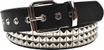 foolsGold 3 Row Pyramid Studded Stud Black Belt