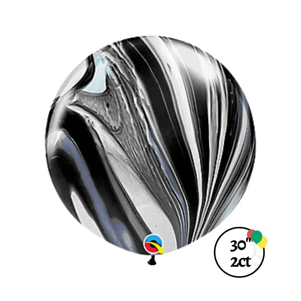 Qualatex 88926 30 in. Superagate Latex-Foil Balloon - Black & White