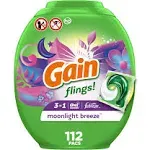 Gain Flings Laundry Detergent Soap Pacs, 60 Ct, Moonlight Breeze