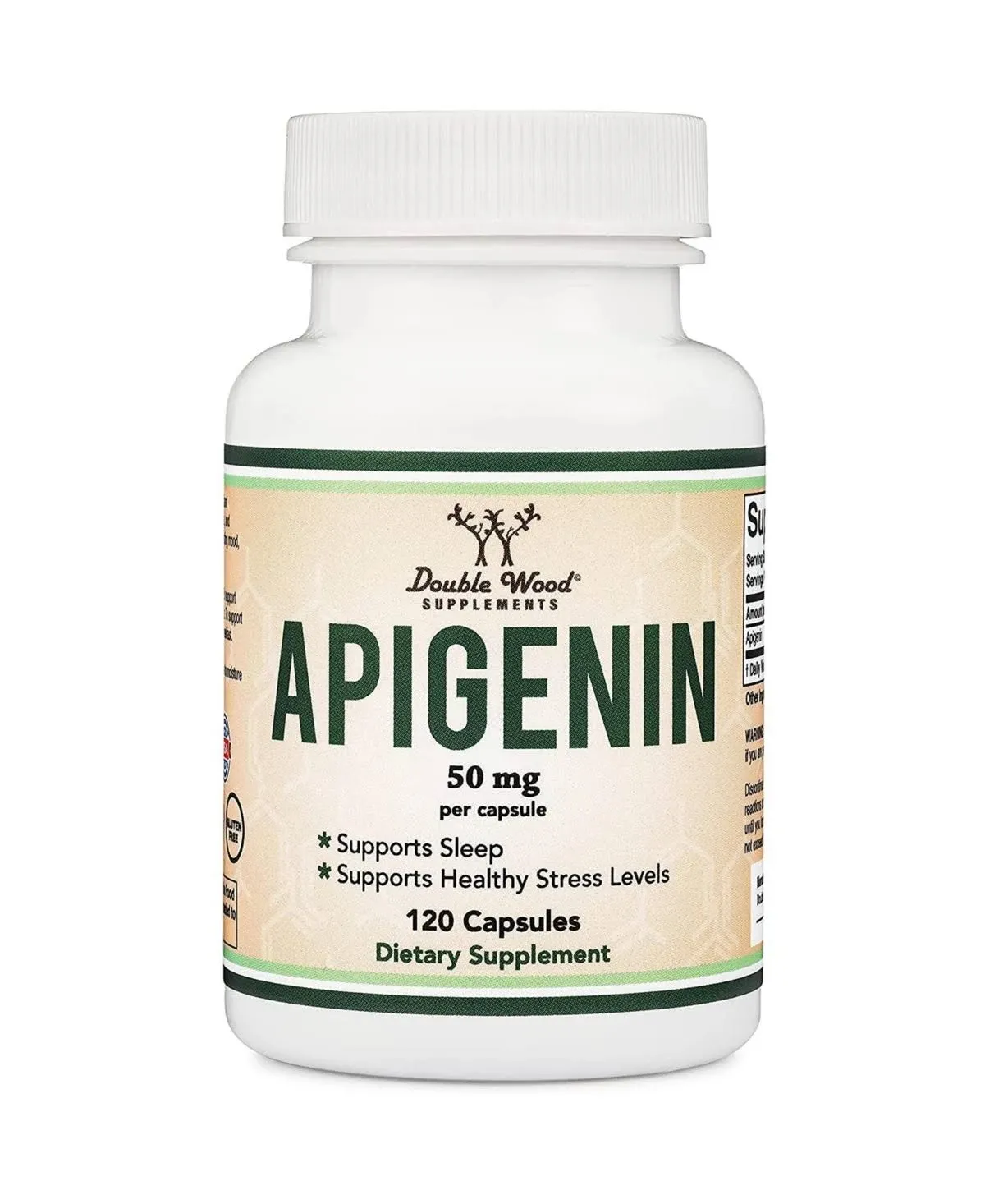 Double Wood Supplements Apigenin 50mg Sleeping Aid | 120 Capsules | EXP 02/25