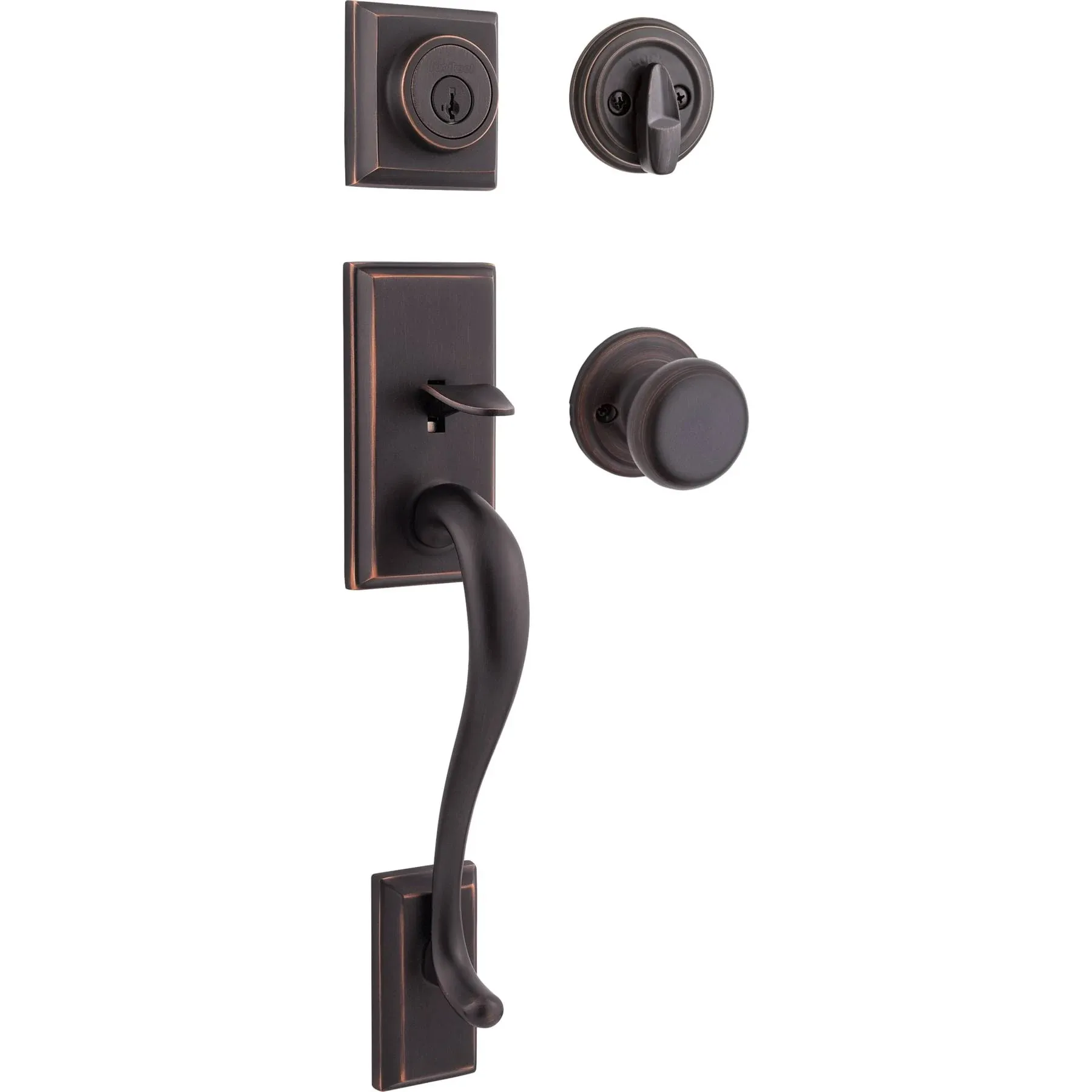 Kwikset 802HE/968H-11P Venetian Bronze Hawthorne Dummy Handleset with Hancock Knob