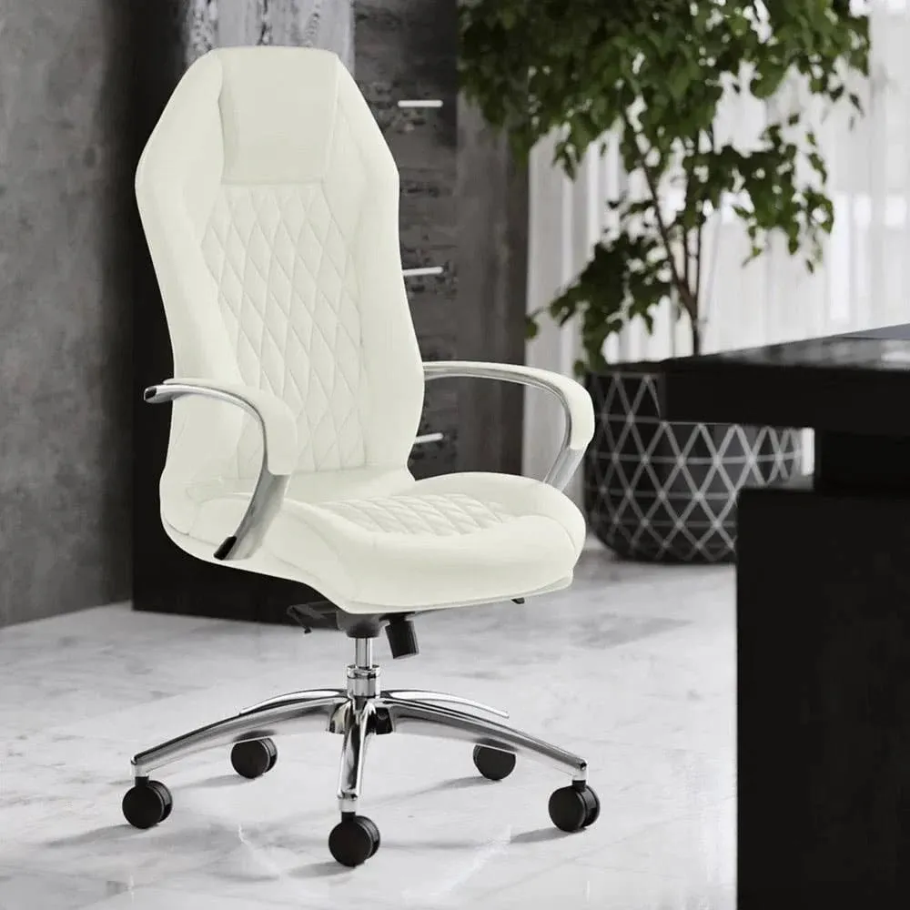 Zuri Furniture Modern Ergonomic Sterling Leather Executive Chair with Aluminum Base