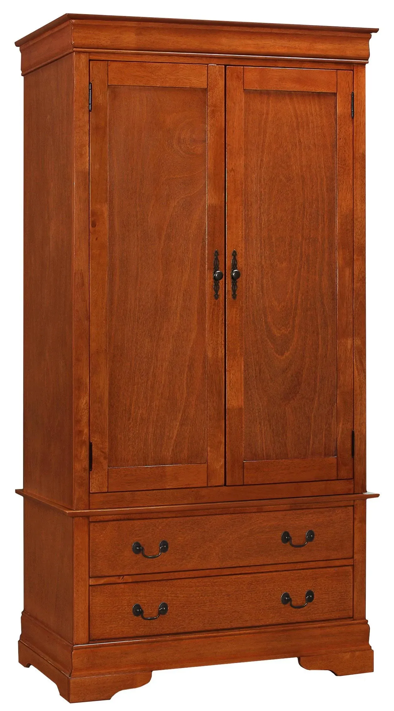 Glory Furniture Louis Phillipe 2 Drawer Armoire in Oak