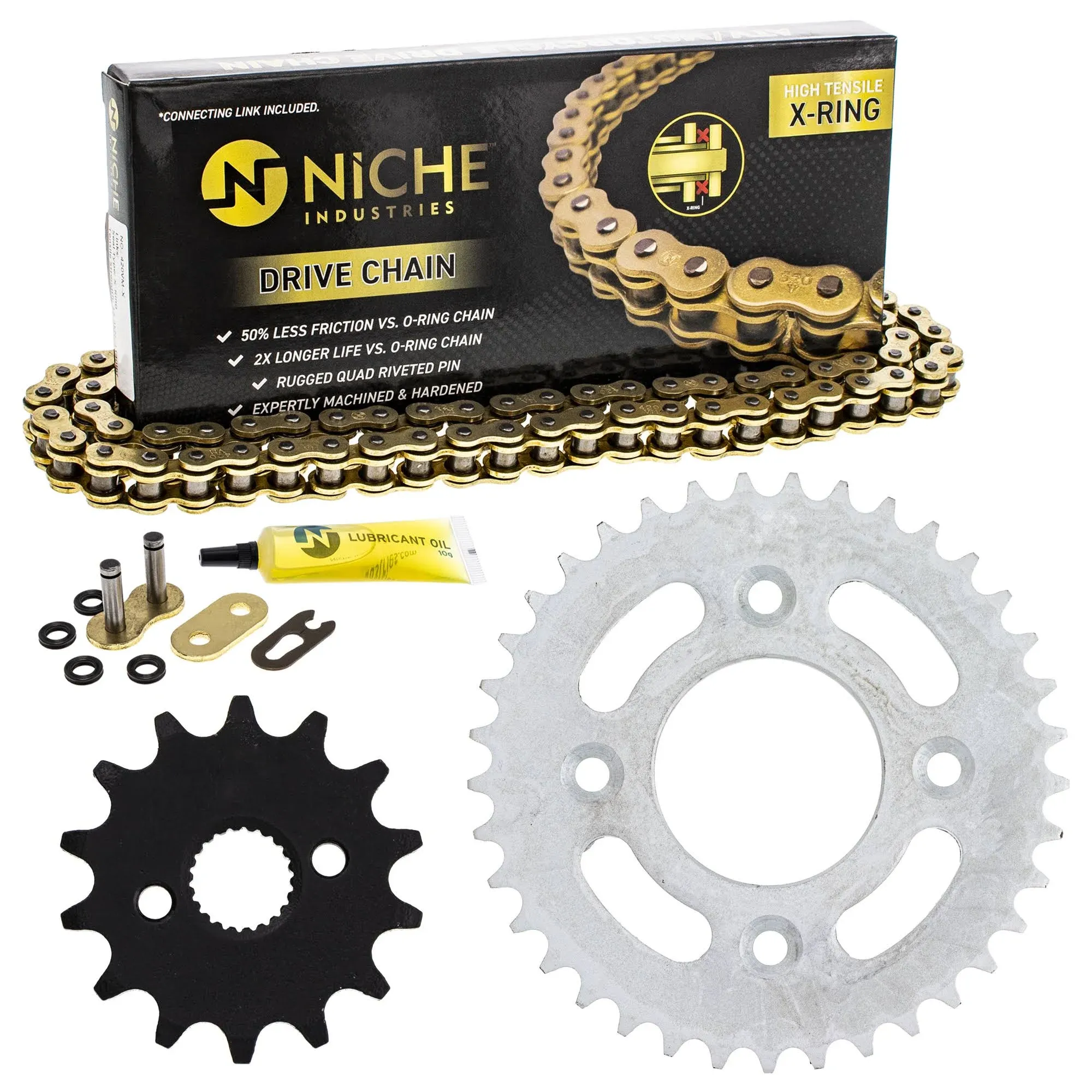 NICHE Drive Sprocket Chain Combo for Honda CRF50F XR50R Front 14 Rear 37 Tooth 420HZ Standard 76 Links