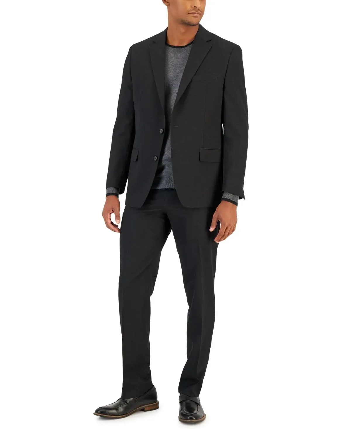 Van Heusen Men's Stretch Performance Two Button Suit - Two Piece Business Suit Jacket and Pants