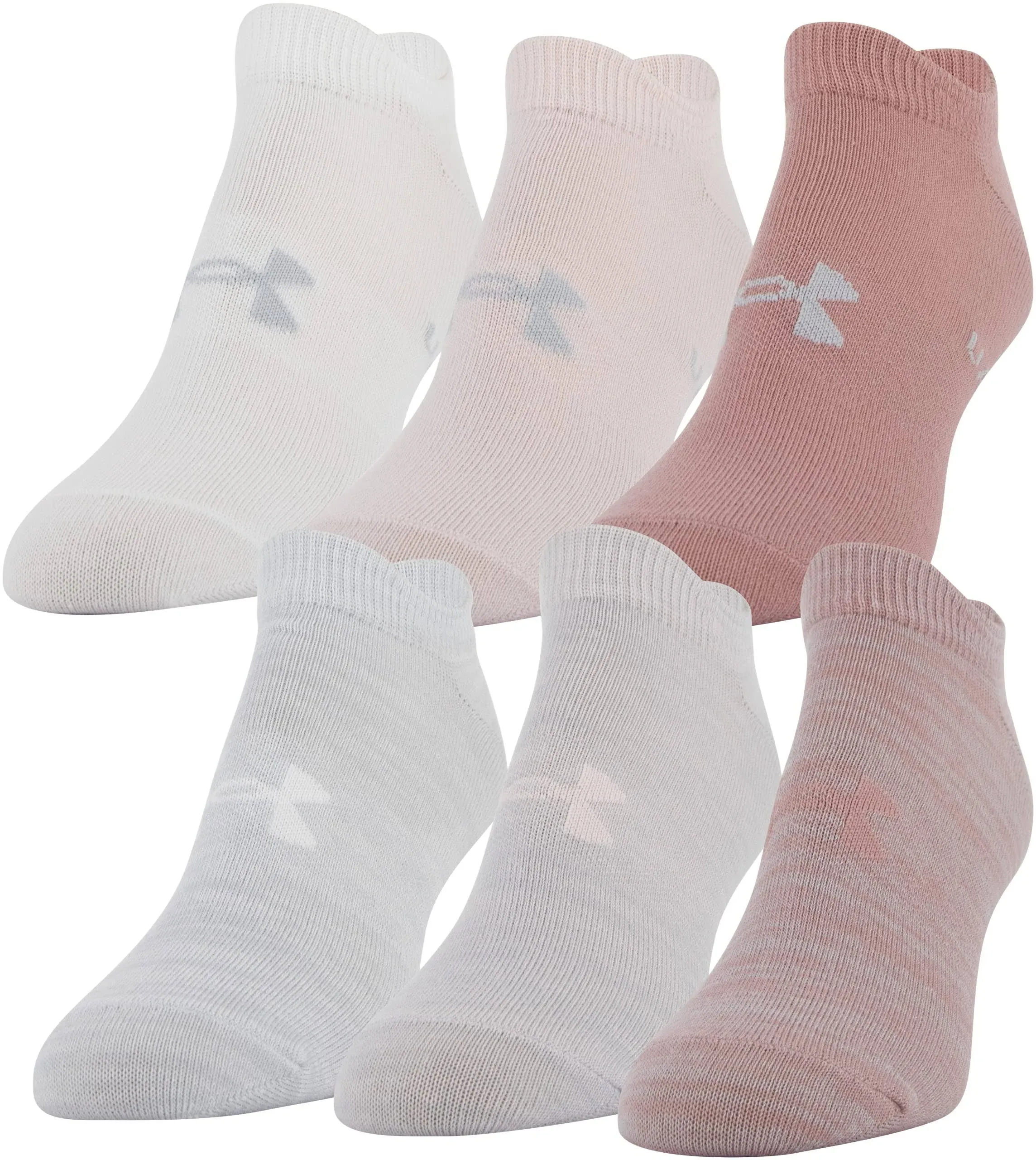 Under Armour Women's Essential No-Show Socks - 6-Pack - Pink