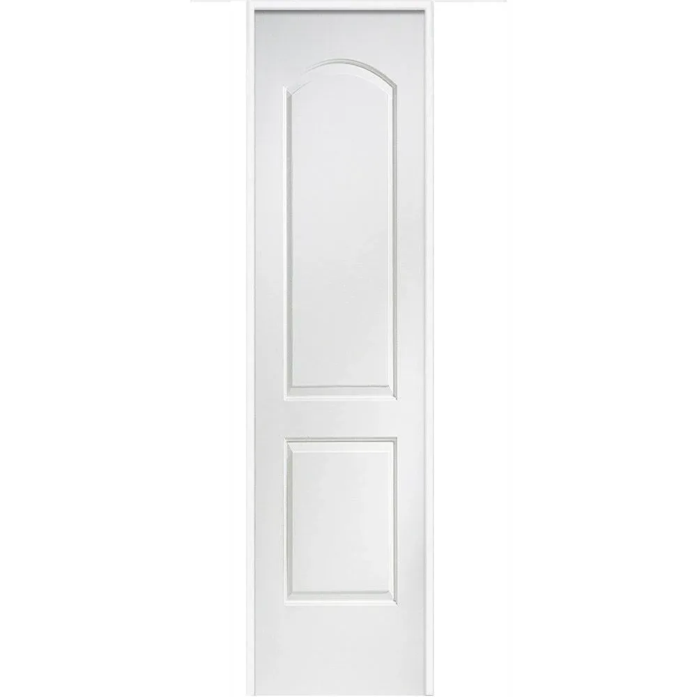 National Door Company ZZ364272L Solid Core, Primed, Molded 2-Panel Archtop, Left Hand, Prehung Interior Door, 16"x80"