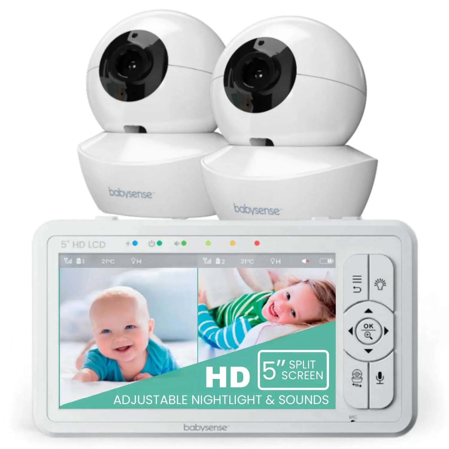 5&#034; HD Split-Screen Baby Monitor, Video Baby Monitor with 2 Cameras and Audio,...