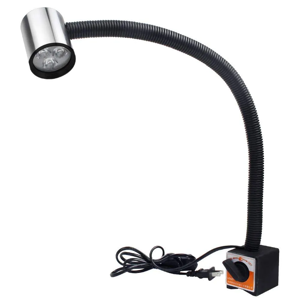 Led Magnetic Machine Work Light IP65 Water Proof Flexible Gooseneck lamp 900 Lumens 120 Volt for Lathe Milling Drill Press Industrial Lighting