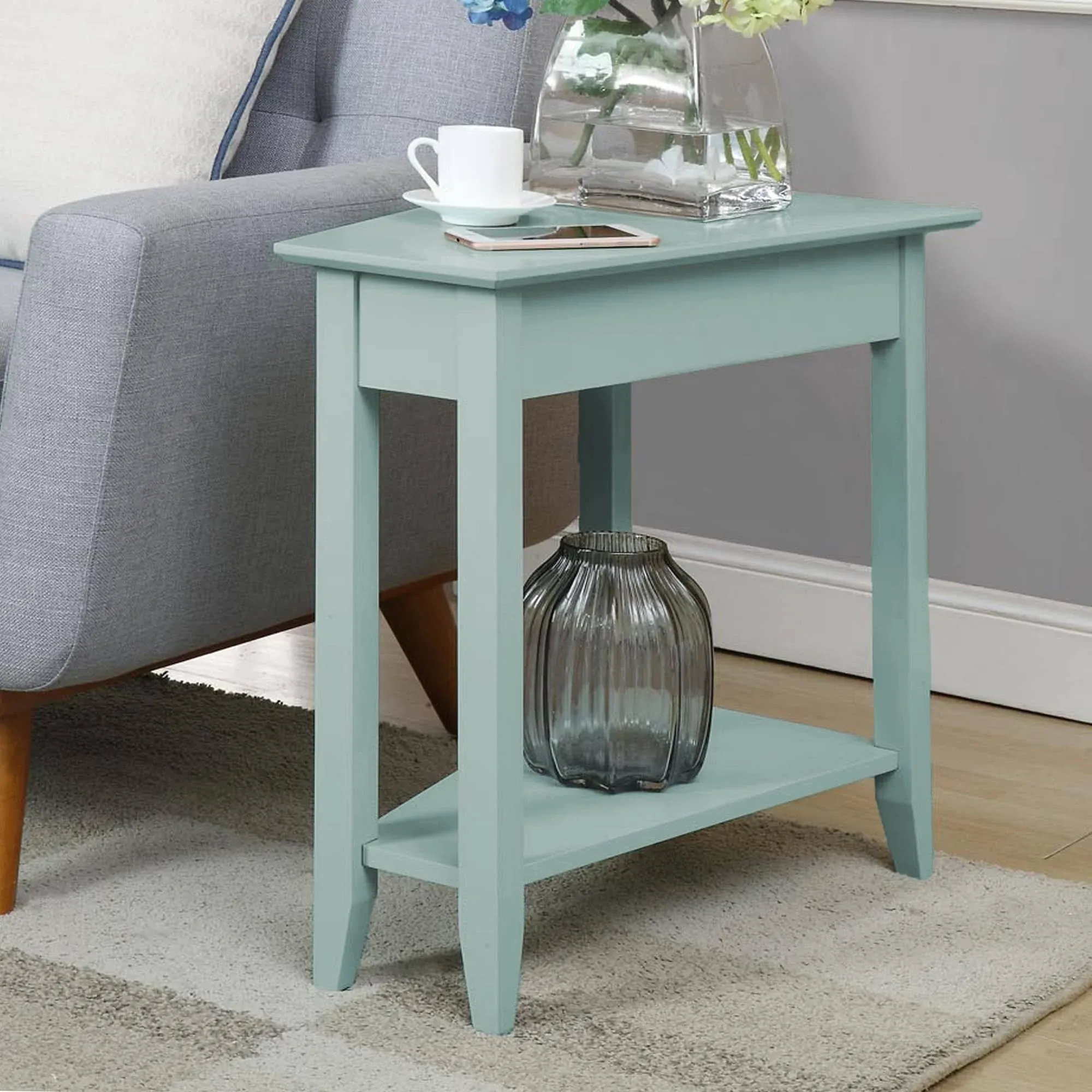 American Heritage Wedge End Table with Shelf - Convenience Concepts 7105060MT