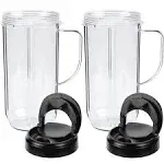 22oz Magic Bullet Blender Cups Replacement Parts -Food Grade Material -with Flip Top To-Go Lid and Handle for Magic Bullet 250W