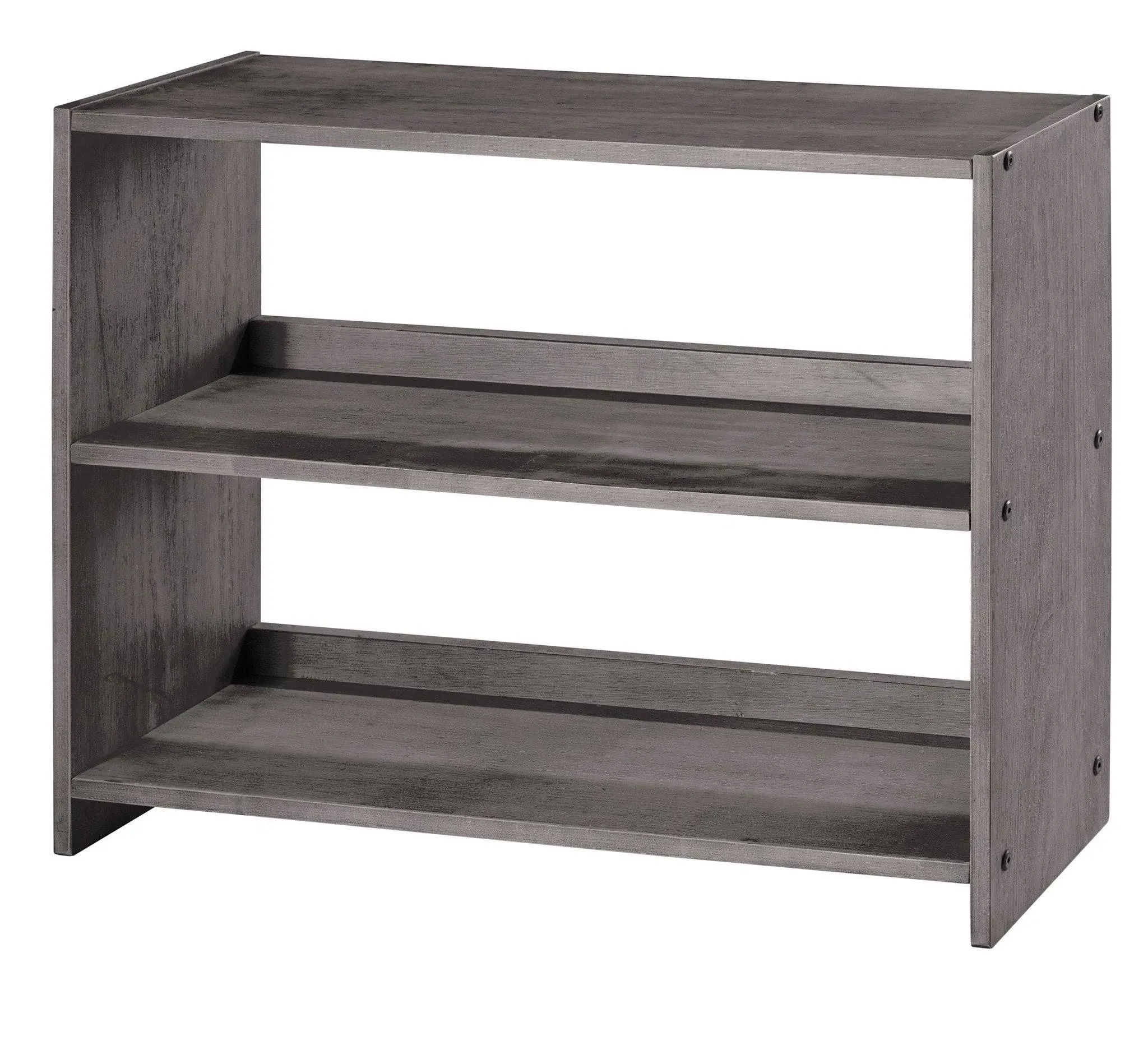 Donco Louver Low Loft Small Bookcase in Antique Gray