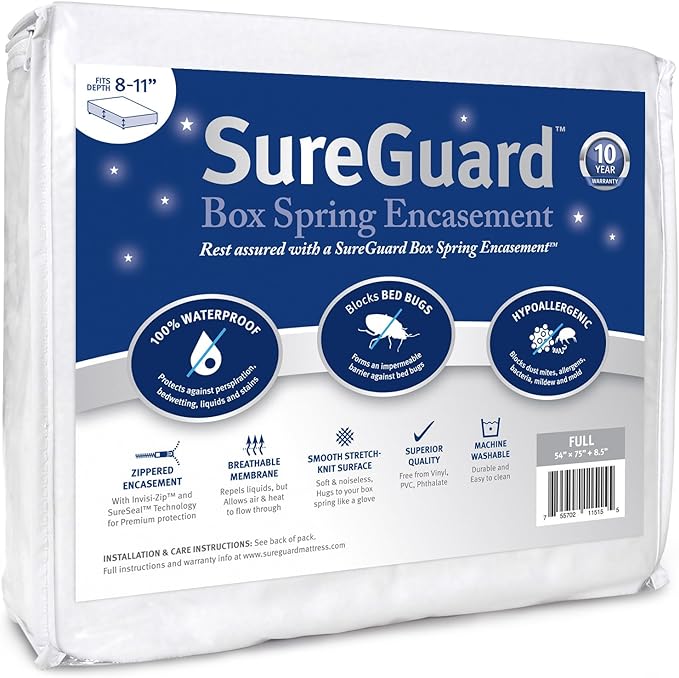 SureGuard Box Spring Encasement, King, White (km)