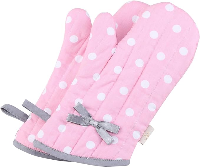 Kitchen Oven Mitts For Kids Heat Resistant Cotton Oven Gloves Set Of 2 For Cooki