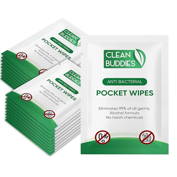 Clean Buddies 100ct. Hand Sanitizer Wipes | Large 8"*7" Individual Wipes Packets ...