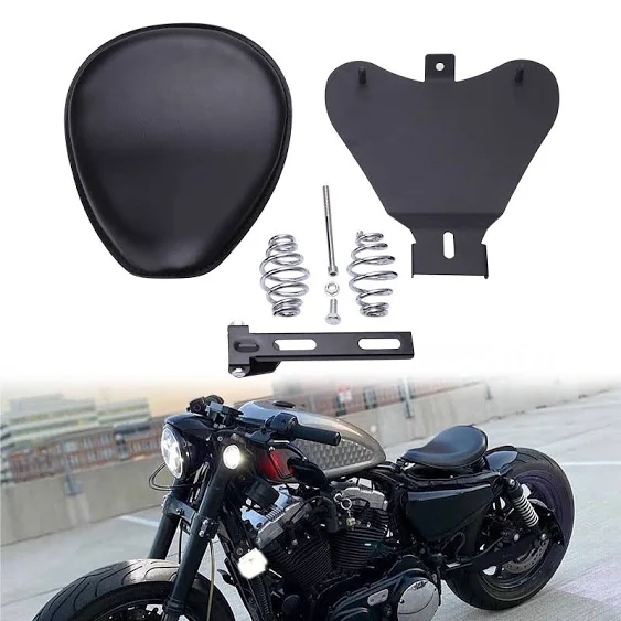 Custom Black Motorcycle Cushion Spring Solo Seat Baseplate Mounting Bracket Kit for Sportster XL1200 883 48 Dyna Softail Fatboy Custom