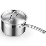 Cooks Standard Saucepan with Lid 18/10 Stainless Steel, 2-Quart Professional Sauce pot Mini Milk Pan, Oven Safe 500℉, Compatible with All Stovetops