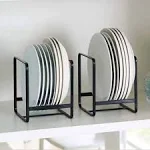 2PCS Plate Holders Organizer , Metal Dish Storage Dying Display Rack for Cabinet