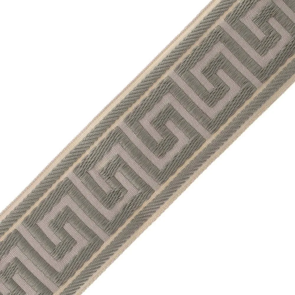 2 3/8" (60mm) Greek Key Jacquard - Sand/Sage