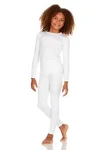 Thermajane Girl's Ultra Soft Thermal Underwear Long Johns Set with Fleece Lined (White, Small)