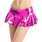 Women's Solid Novelty Metallic Pleated Mini Skirt