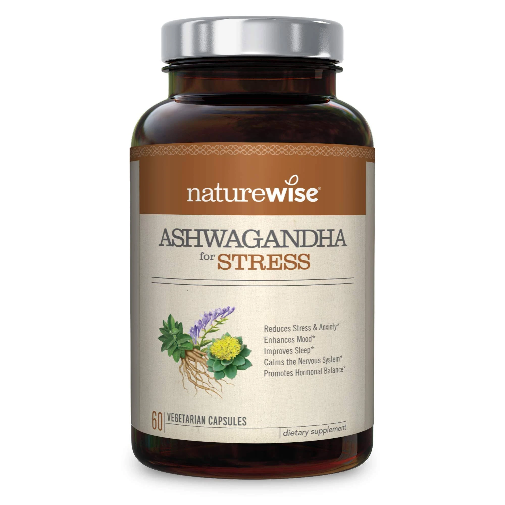 NatureWise - Ashwagandha for Stress - 60 Vegetarian Capsules