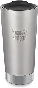 Klean Kanteen Double Wall Vacuum Insulated Tumbler Cup with Lid, Silver, 20 oz