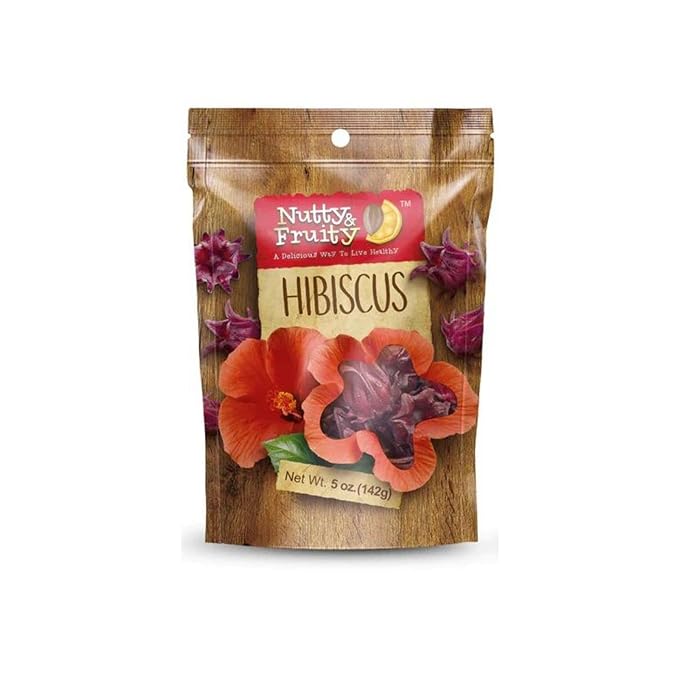 Nutty & Fruity - Dried Eatable Hibiscus Flower - Healthy Snack, Non-GMO, Vegan, Gluten-Free (5 oz)